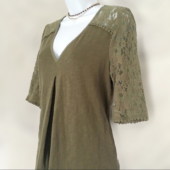 Anthropologie Olive Green Mixed Media Top, Size L - Picture 7 of 7